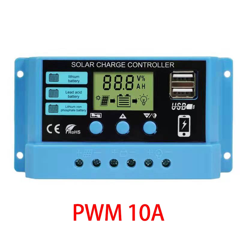 Nuevo 10A 20A 30A 12V 24V MPPT Controlador de carga solar 50VDC PV Regulador Pantalla colorida para litio Lifepo4 GEL Ácido de plomo