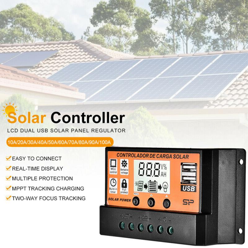CORUI Solarladeregler, Solarpanel-Controller, LCD-Display, 12 V/24 V, MPPT/PWM, Lichtsteuerung, Verzögerungssteuerung, Smart Home