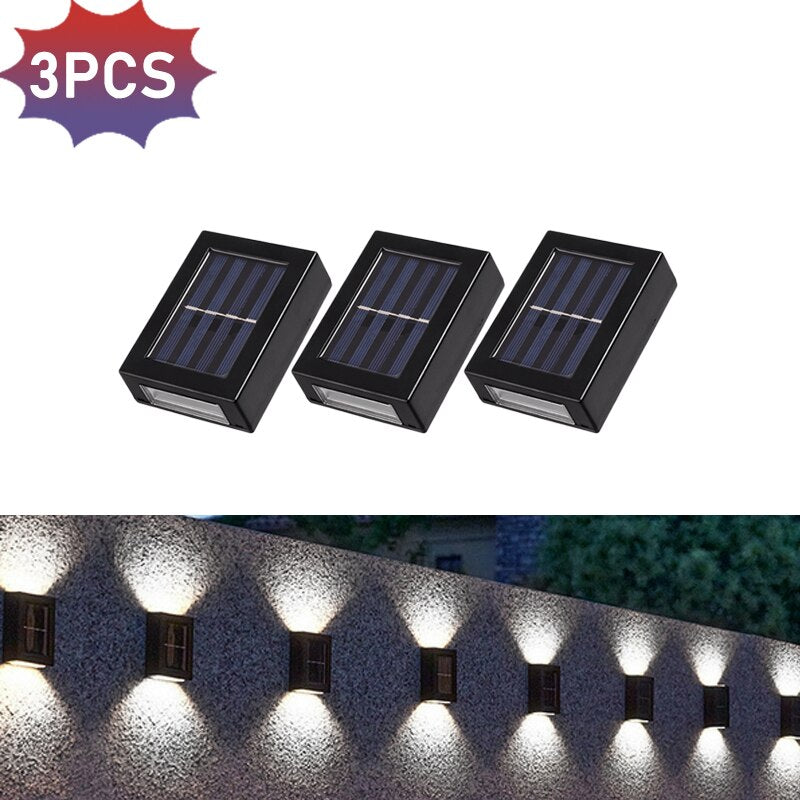 Lámparas de pared solares LED Valla exterior Cubierta Camino Jardín Patio Camino Escaleras Luces