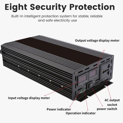 Pure Sine Wave Inverter 3500W 5000W 8000W Power DC 12V To AC 220V Voltage 50Hz Converter Solar Car Inverters With LED Dis