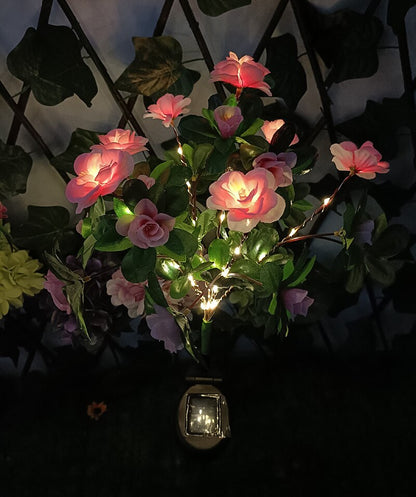 LED Solar Azalea Flowers Garden Lamp Home Decorative Light Landscape Orchid Rose LampYard Lawn Path Holiday Wedding Lights