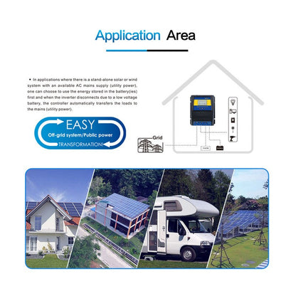 Automatic ATS Dual Power Transfer Switch Solar Charge Controller for Solar wind System DC 12V 24V 48V AC 110V 220V on/off grid