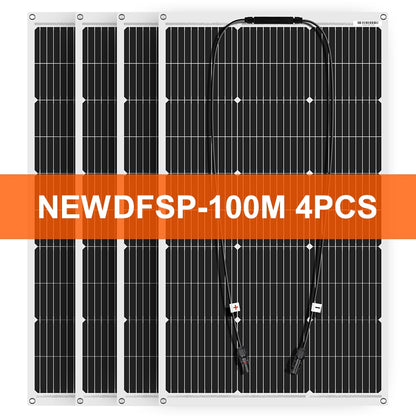 DOKIO 18V 100W Flexible Solar Panels Waterproof Portable Solar Panels Charger 12V Solar Cell Sets For Home/Car/Camping/Boat