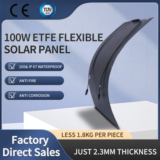 Pannello solare 300W 400W 200W 100W Etfe Pannelli solari flessibili Cella solare monocristallina Caricabatterie 12V/24V Kit sistema 1000W