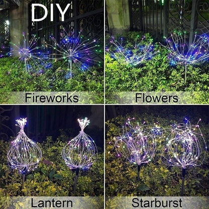 Solar Fireworks Lamp Outdoor Grass Globe Dandelion Flash String Fairy lights 90 /120/150/200 LED For Garden Lawn Holiday Light