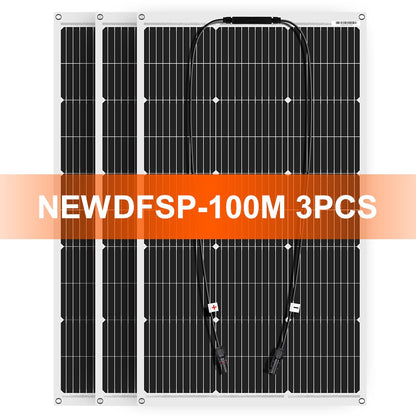 DOKIO 18V 100W Flexible Solar Panels Waterproof Portable Solar Panels Charger 12V Solar Cell Sets For Home/Car/Camping/Boat