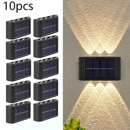 6 LED Solar Wall Lamp Outdoor Waterproof Up and Down Luminous Lighting Garden Decoration Solar Lights Stairs Fence Sunlight Lamp