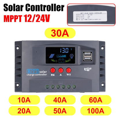 MPPT Solar Charge Controller 50VDC Regulator Colorful Screen For Lifepo4 GEL Lithium Lead Acid Battery 10A/20A/30/40/50/60/100A