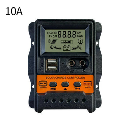 Solar Charge Controller PWM Controller With LCD Display 10A 20A 30A 12V 24V Dual USB 5V Output Solar Panel Charger Regulator