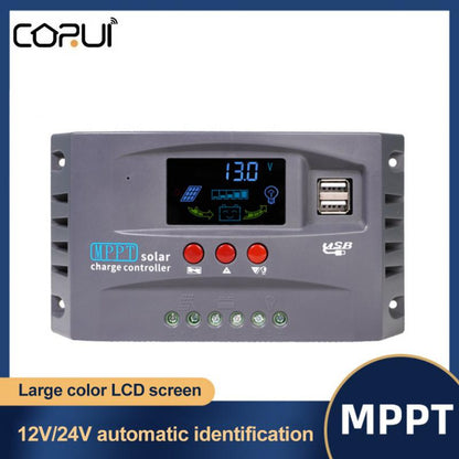 CORUI 10A 20A 30A MPPT Solar Charge Controller 12V 24V Regulator  With LCD Display Dual USB Charging Solar Controller