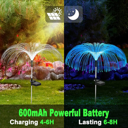 Solar Garden Lights Outdoor Waterproof Fiber Optic Jellyfish Lawn Lights Outdoor Patio Villa Yard Decor