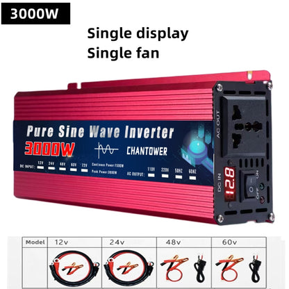 Pure Sine Wave Inverter 12V 220V 2000W 3000W 4000W DC 12V To AC 220V Power Supply Voltage Charger Converter Car Solar Inverter