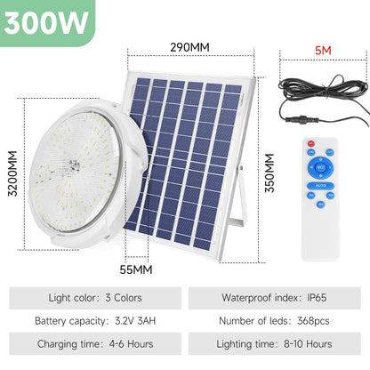 Solar lights Indoor Home Top Ceiling House IP65 Waterproof Outdoor Veranda Solar Power Lamp LED Top Solar Energy Interior Light