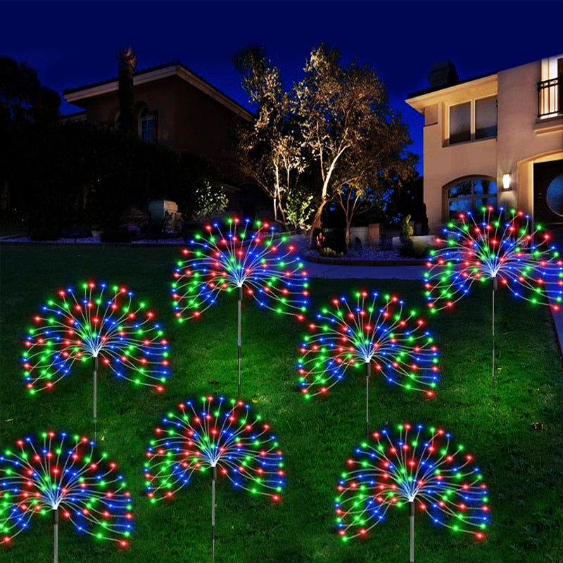 Luces LED de energía Solar fuegos artificiales decoración de jardín luces de hadas impermeable al aire libre lámpara de césped de diente de león para camino de Patio
