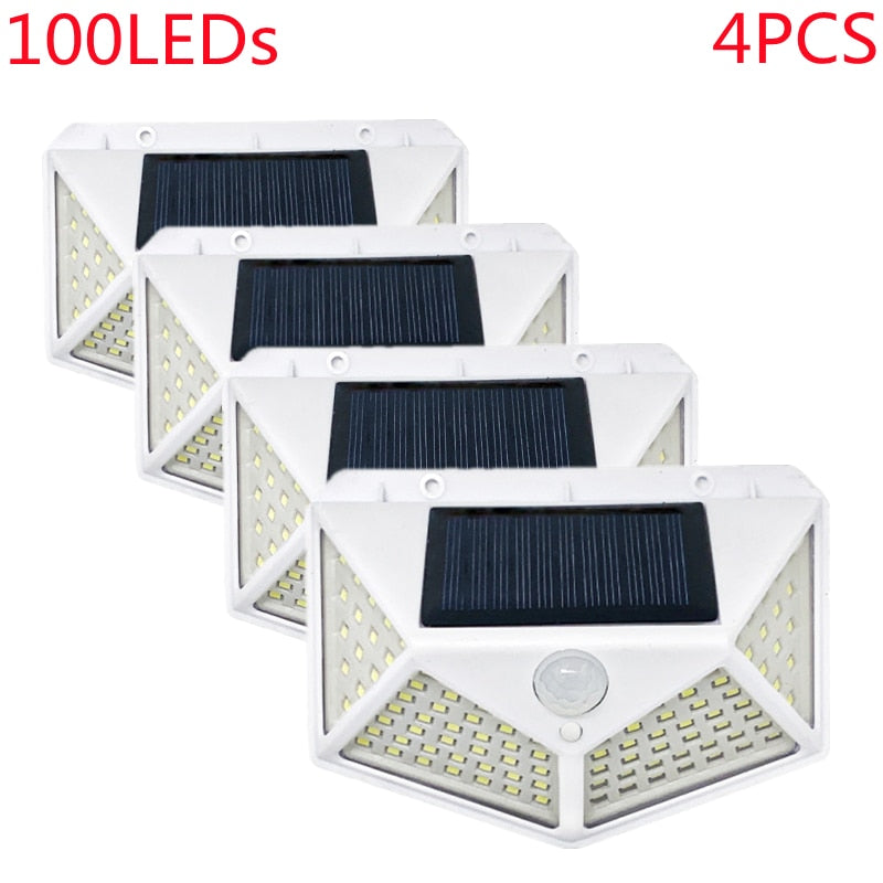 Exterior 100 LED luz Solar Sensor de movimiento impermeable luz solar decoración de jardín luces de calle linterna alimentada por energía Solar lámpara de pared