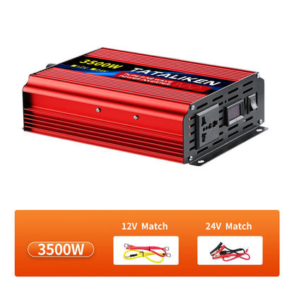 Inverter Pure Sine Wave DC12V/24V To AC 220V Voltage 7000W/8000W 50/60HZ Power Converter Solar Car Transformer With LED Display