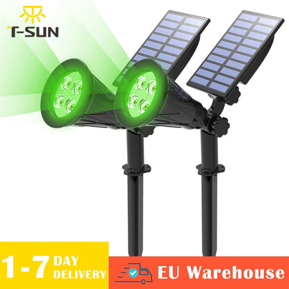 T-SUN 1/2/4 Packs Green Led Solar Lights Solar Spotlight Waterproof Solar Wall Light  Solar Garden Light Solar Lamp Outdoot