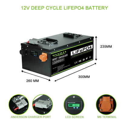 New 12V 200Ah 280Ah 400Ah 24v 100Ah 200Ah 48v 120Ah  LiFePO4 Battery Built in -BMS for Home Energy Storage Solar Perfect  No Tax