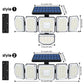 Solar-Flutlichter mit Bewegungsmelder für den Außenbereich, 256/214 LEDs, 6 oder 5 Köpfe, 360°-Beleuchtung, IP65, Solar-Sicherheitsleuchten, Weiß/Warmweiß
