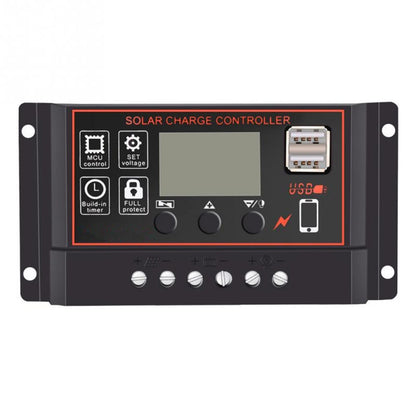 Solar PV Charge Controller 30A/20A/10A 12V 24V with LCD display and double USB PWM Solar PV Regulators Battery Chargers home use