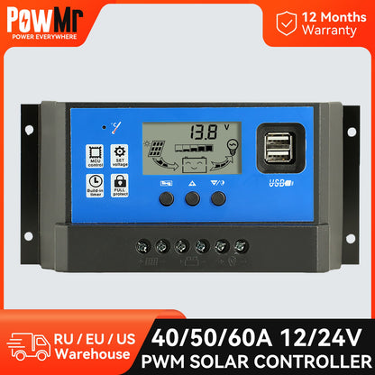 40A 50A 60A Solar Panel, POWMr 12 Months POWER EVERYWHERE Warranty V