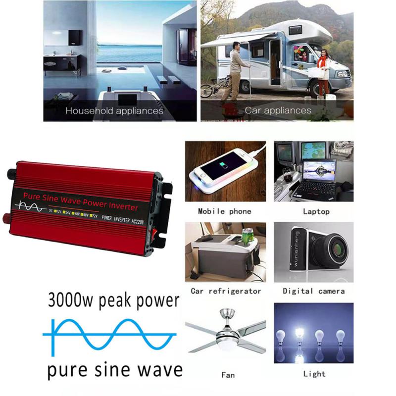 Inversor XIAOMI de onda sinusoidal pura DC 12v a AC 220V 1000W 1600W 2200W 3000W 10000W convertidor de banco de energía portátil inversor Solar