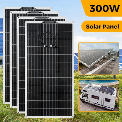 Solar Panel 300W 600W PET Flexible Panels Photovoltaic Power Generation Panel Cell for 12V Battery Charger System Kit Outdoor