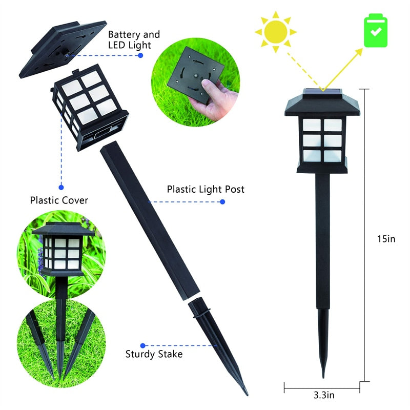 LED-Solar-Wegeleuchten, Rasenlampe, Solar-Außenlampe, Dekoration für Garten/Hof/Landschaft/Terrasse/Auffahrt/Gehwegbeleuchtung