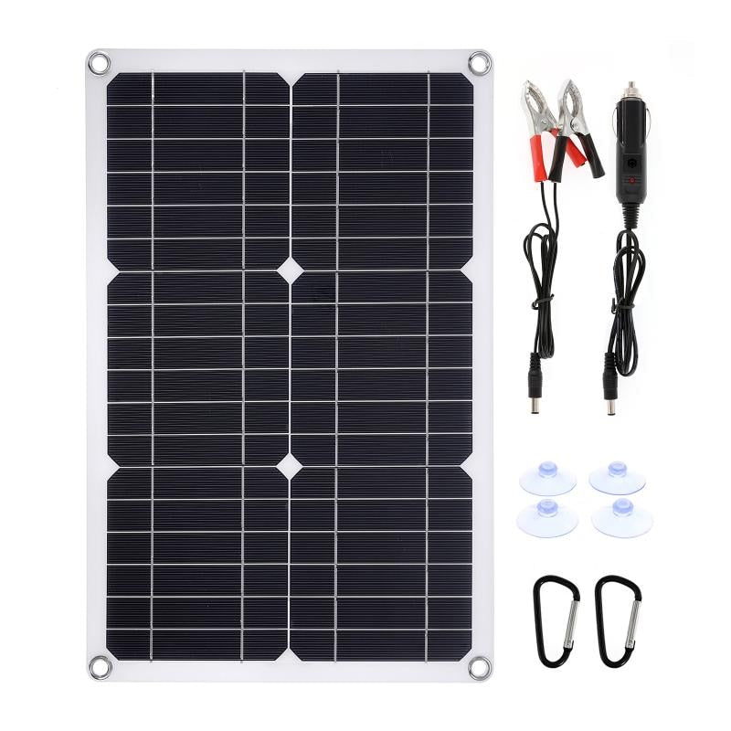 Kit Pannello Solare Professionale 100W 12V Porta USB Singola/Doppia Modulo Monocristallino Off Grid con Regolatore di Carica Solare 30A