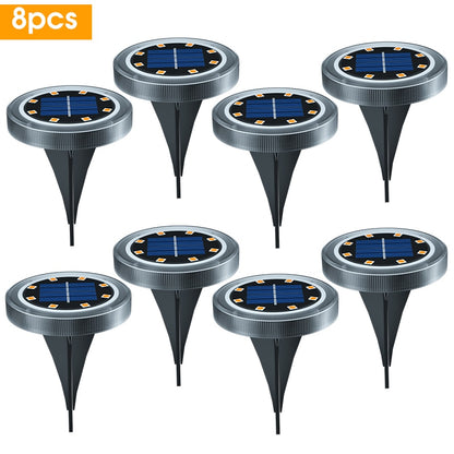 Solar Powered Ground Lights IP65 Waterproof Outdoor LED Disk Lights for Garden Non-Slip Landscape Path Lighting for Patio Lawn