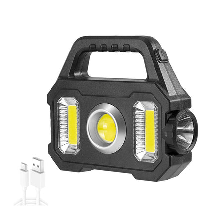 500LM USB Rechargeable Flashlight Waterproof 6 Gear COB/LED Torch Light Portable Powerful Lantern Solar Light for Camping Hiking