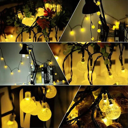 Solar String Lights Outdoor Crystal Fairy Light Chritmas Garland 8 Modes Waterproof Patio Light for Garden Party Decor