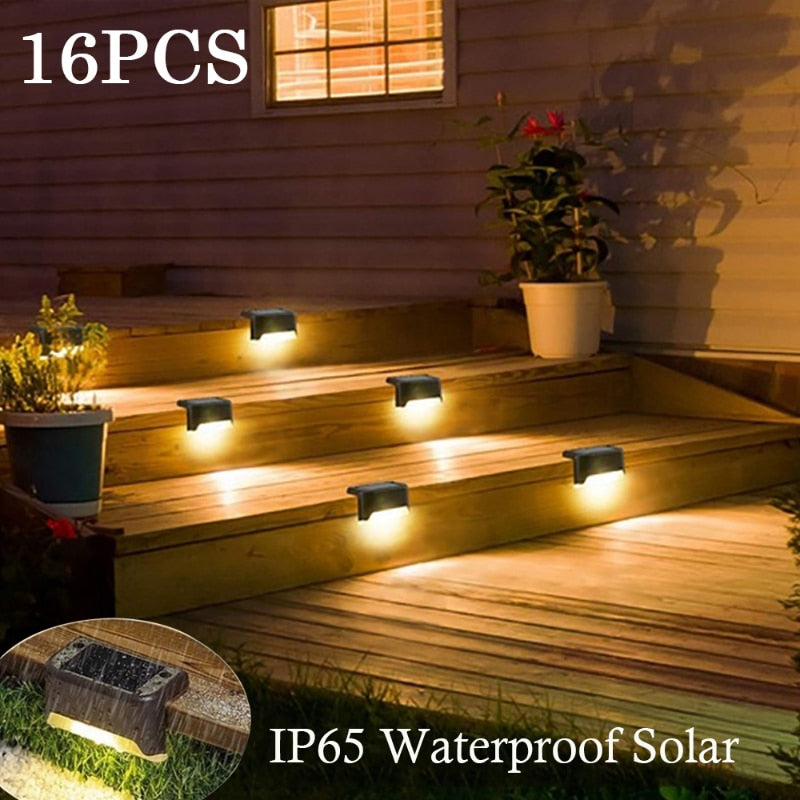Treppen-LED-Solarlampe, wasserdicht, für den Außenbereich, Solar-Gartenlicht, Weg, Hof, Terrasse, Stufen, Zaunlampe, Gartendekoration, Solarlicht im Freien