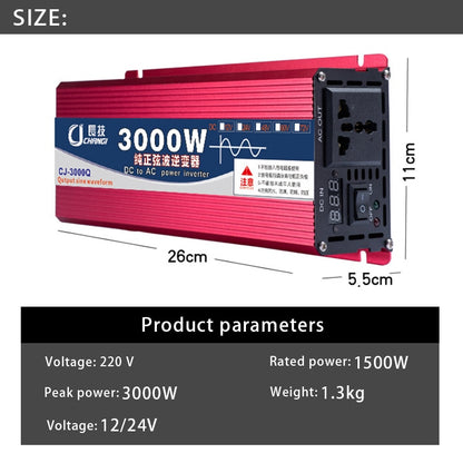 Pure Sine Wave Inverter 12V/24V To AC 220V 1600W 2200W 3000W Voltage Transformer Power Converter Solar Inverter