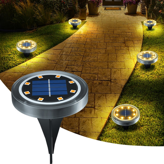Luces de tierra con energía solar IP65, luces de disco LED impermeables para exteriores para jardín, iluminación de camino de paisaje antideslizante para césped de Patio