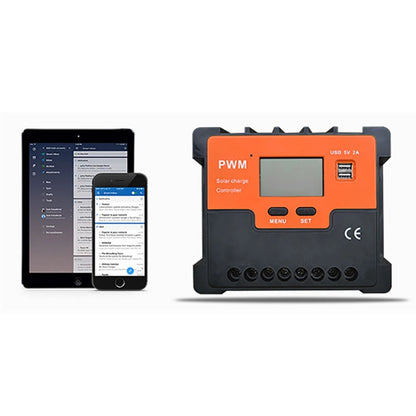 Natural cooling 10A 20A 30A 40A 50A 60A PWM Solar Charge Controller 12V 24V Auto Charge Regulator With  5V 2A USB Output