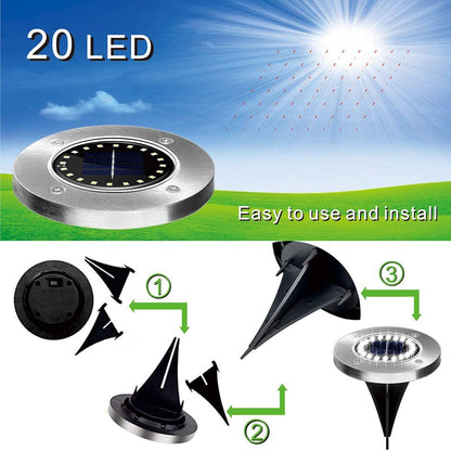 20LED Solar Power Disk Light Outdoor Garden Solar Underground Light Deck Light Spotlight Buried Solar Led Lamp Garden Decoration