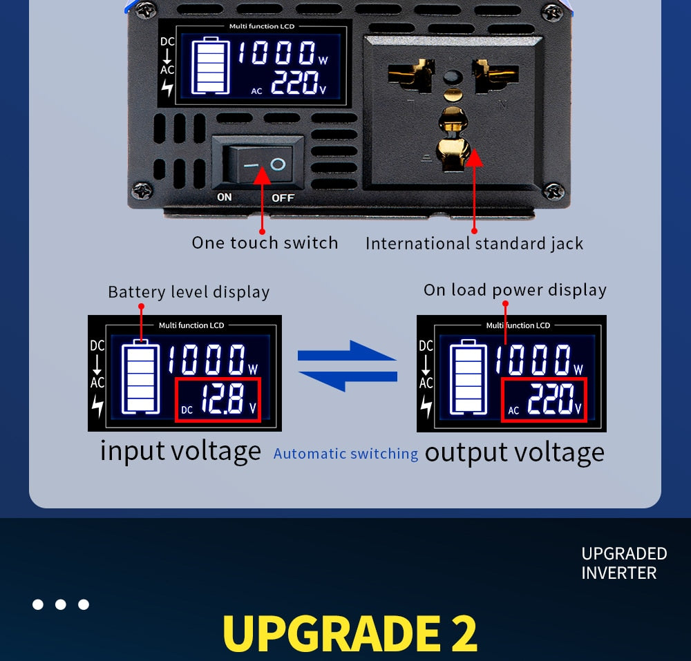 Reiner Sinuswellenform-Universal-Wechselrichter DC 12V24V48V60V auf 110V-240V LCD-Bildschirm-Wechselrichter 1800W/2200W/3000W Leistungswandler 50/60HZ