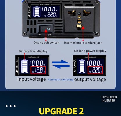 Pure Sine Waveform Universal Inverter DC 12V24V48V60V to 110V-240V LCD Screen Inverter 1800W/2200W/3000W PowerConverter 50/60HZ