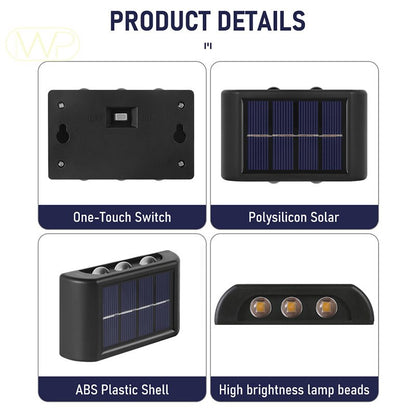 Solar Wall Lamp LED Outdoor Waterproof Balcony Wall Light Courtyard Street Landscape Garden Driveway Decorative Light Atmosphere