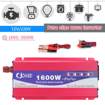 Pure Sine Wave Inverter 12V/24V To AC 220V 1600W 2200W 3000W Voltage Transformer Power Converter Solar Inverter