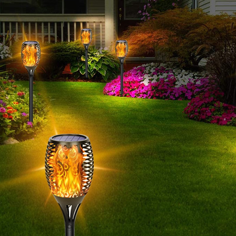Luci a torcia a LED solari Fiamme tremolanti Illuminazione per decorazioni di paesaggi solari per esterni Luci di percorso impermeabili per unità da giardino