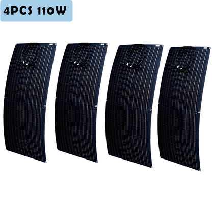 Jingyang Solar Panel 300w 330W 400w 440W 200w 100w 110W ETFE Flexible Monocrystalline Solar Cell 1000w 12V Battery Charger