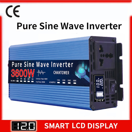 Inversor de onda senoidal pura 12V 220V DC 12/24V para AC 220V 2000W 3000W 3600W Conversor de tensão de energia universal Carro Solar Inversor