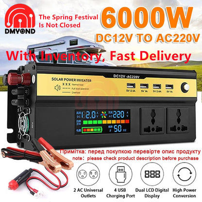 Inverter 12v 220v Modified Sine Wave Inverter DC 12v 24V To AC 220V 3000W 6000W Portable Power Bank Converter Solar Car Inverter