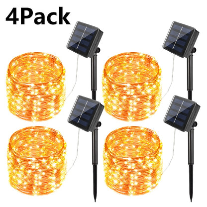 4 Pack Led Solar Fairy Light Outdoor 22/32M Festoon Led Waterproof Garland String Lights Christmas Party Garden Solar Lamp Decor