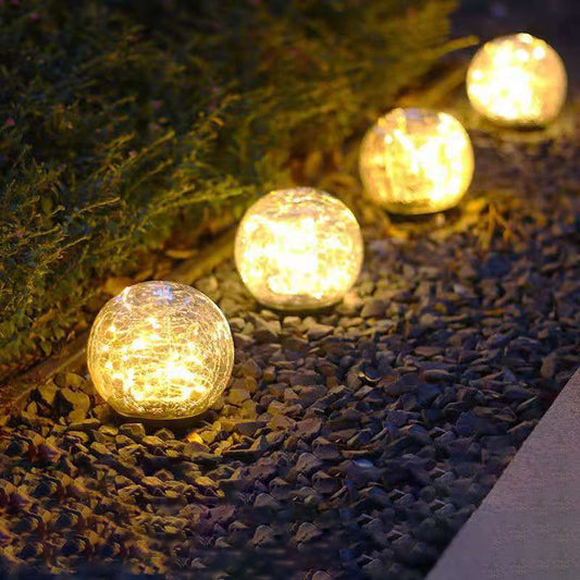 Luz Led Solar para exteriores, luz de bola de cristal con grietas para exteriores, lámpara de hierba de jardín enterrada a prueba de agua, diseño de balcón, decoración de Navidad