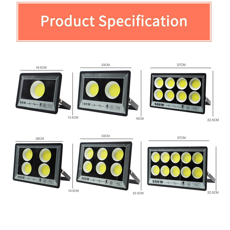 LED FloodLight 220V 500W 400W 100W 50W High Bright IP66 Waterproof Outdoor Garden Projector Lighting Spotlight Wall Flood Lights