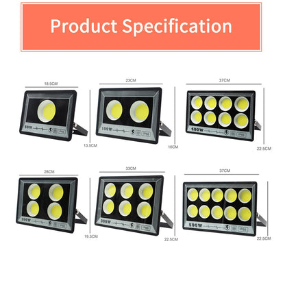 LED FloodLight 220V 500W 400W 100W 50W High Bright IP66 Waterproof Outdoor Garden Projector Lighting Spotlight Wall Flood Lights