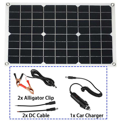 12V to 110V/220V Solar Panel, 2x Alligator 2x DC Cable Ix Car Charger